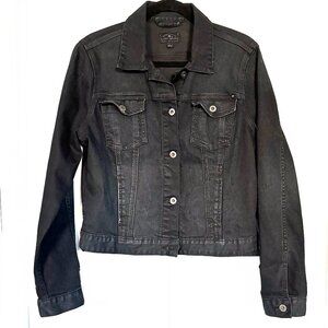 Lucky Brand Black Denim Jacket Trucker Jacket Womens Size L